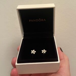 Pandora White Floral Earrings